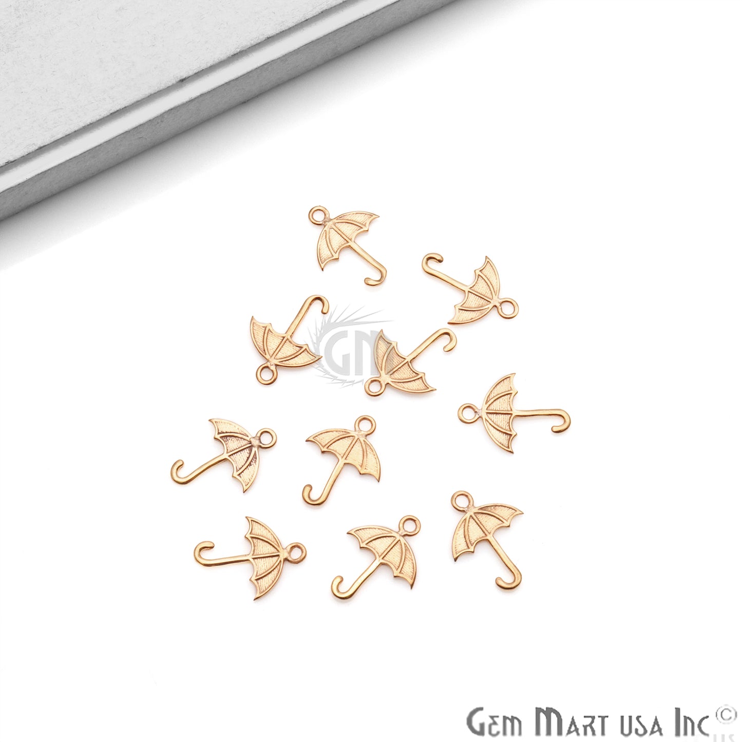 Umbrella Shape 15x12mm Gold Plated Finding Charm, DIY Jewelry - GemmartUSA