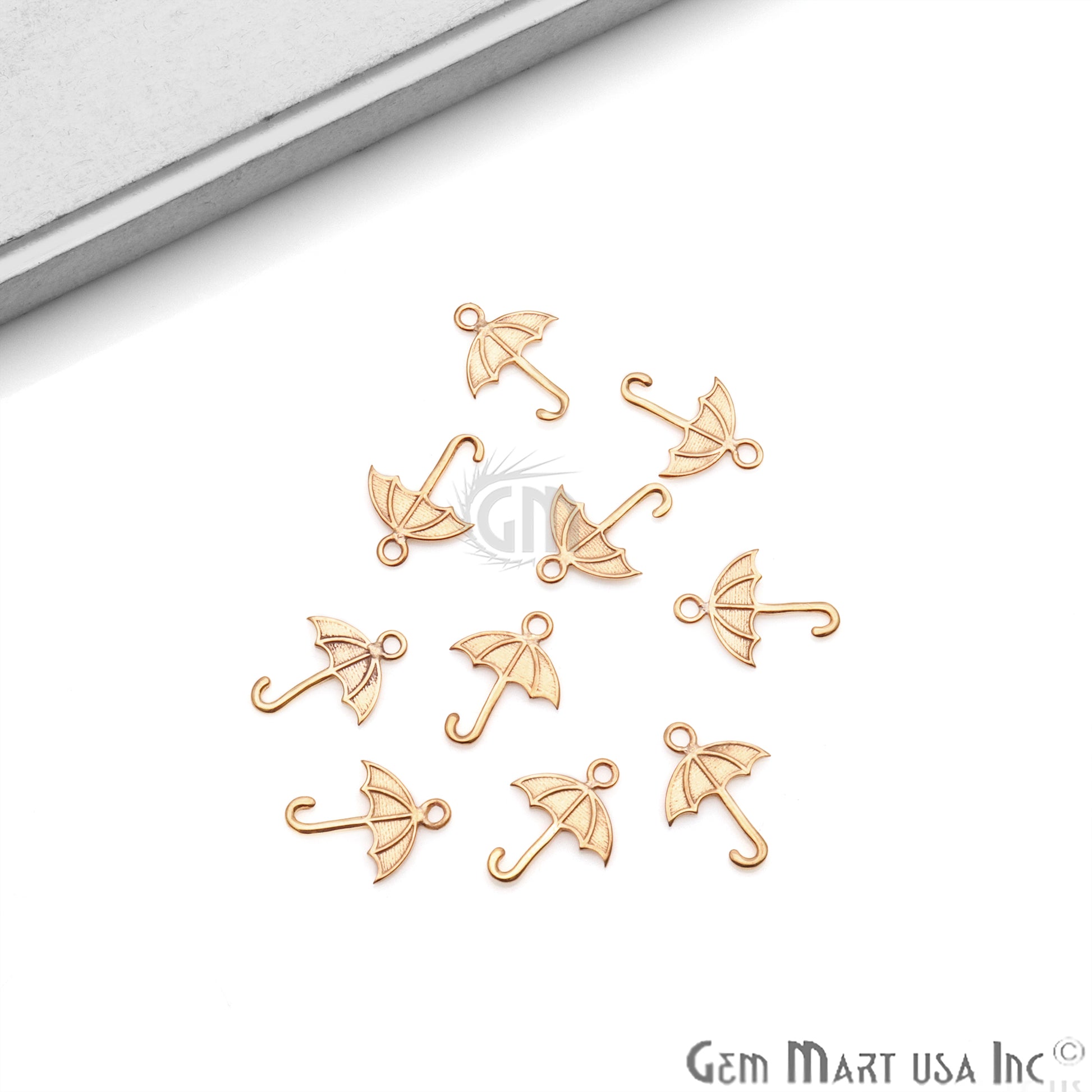 Umbrella Shape 15x12mm Gold Plated Finding Charm, DIY Jewelry - GemmartUSA