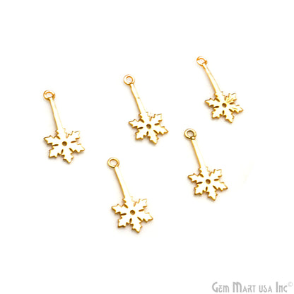 Snowflake Shape 27x12mm Gold Plated Textured Charm Minimalist Finding
