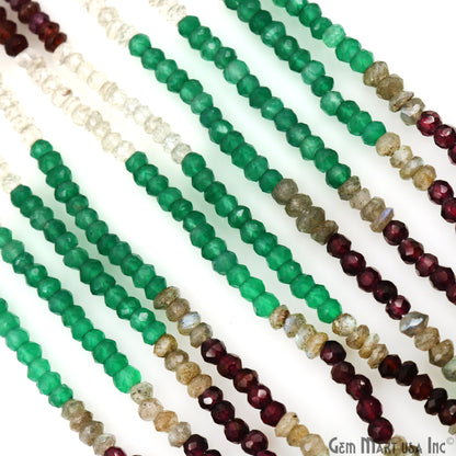 Mixed Rondelle Beads, 12.5 Inch Gemstone Strands, Drilled Strung Nugget Beads, Faceted Round, 3-4mm