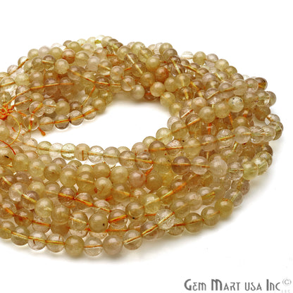 Golden Rutile 8-9mm Cabochon Rondelle Beads Strands 14Inch - GemMartUSA