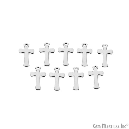 Cross Laser Finding 10x15mm Silver Plated Charm For Bracelets & Pendants