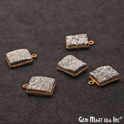 Silver Druzy 10x12mm Gold Plated Single Bail Druzy Connector - GemMartUSA