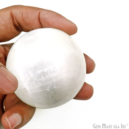 Selenite Gemstone Sphere ball, Reiki Healing Crystal 60-70mm