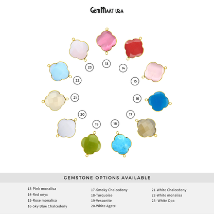 Clover 16x22mm Double Bail Gold Bezel Gemstone Connector