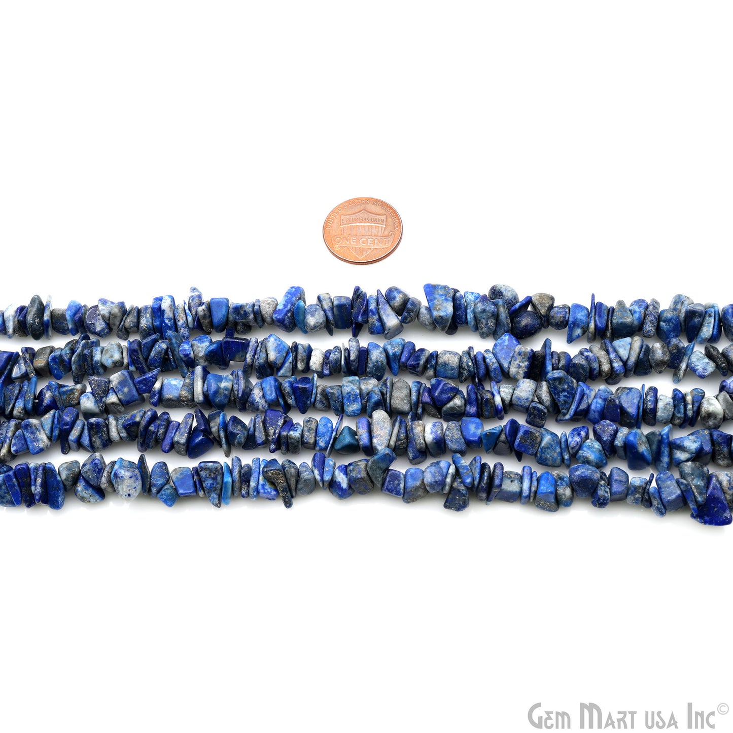 Lapis Chip Beads, 34 Inch, Natural Chip Strands, Drilled Strung Nugget Beads, 7-10mm, Polished, GemMartUSA (CHLP-70004)