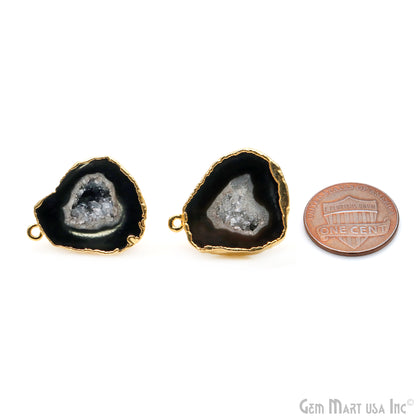 DIY Geode Druzy 25x19mm Gold Electroplated Loop Connector Studs Earrings