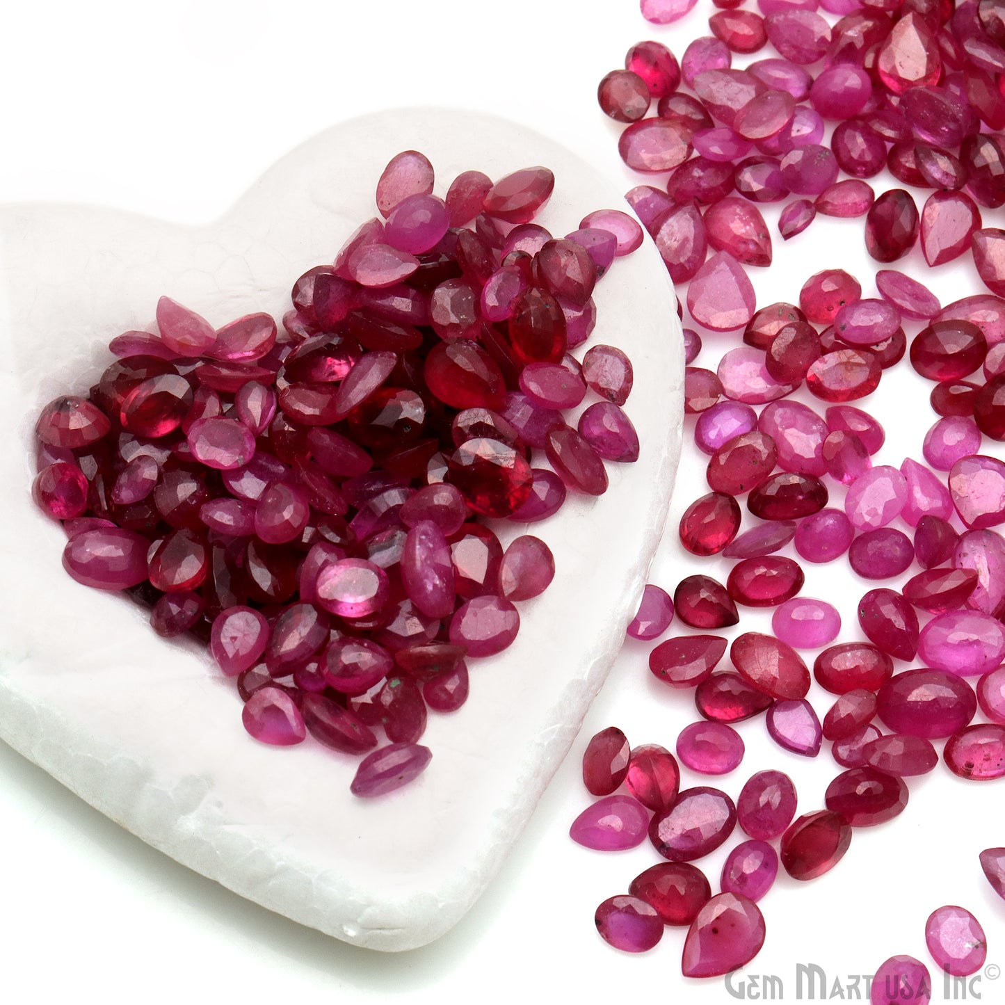 Ruby Wholesale Gemstones, 100% Natural Precious Gems, Pink Faceted Loose Gems, 4-7mm, Oval and Pear, 50 Carats