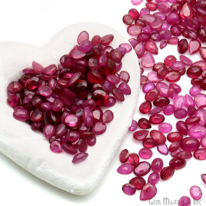 Ruby Wholesale Gemstones, 100% Natural Precious Gems, Pink Faceted Loose Gems, 4-7mm, Oval and Pear, 50 Carats