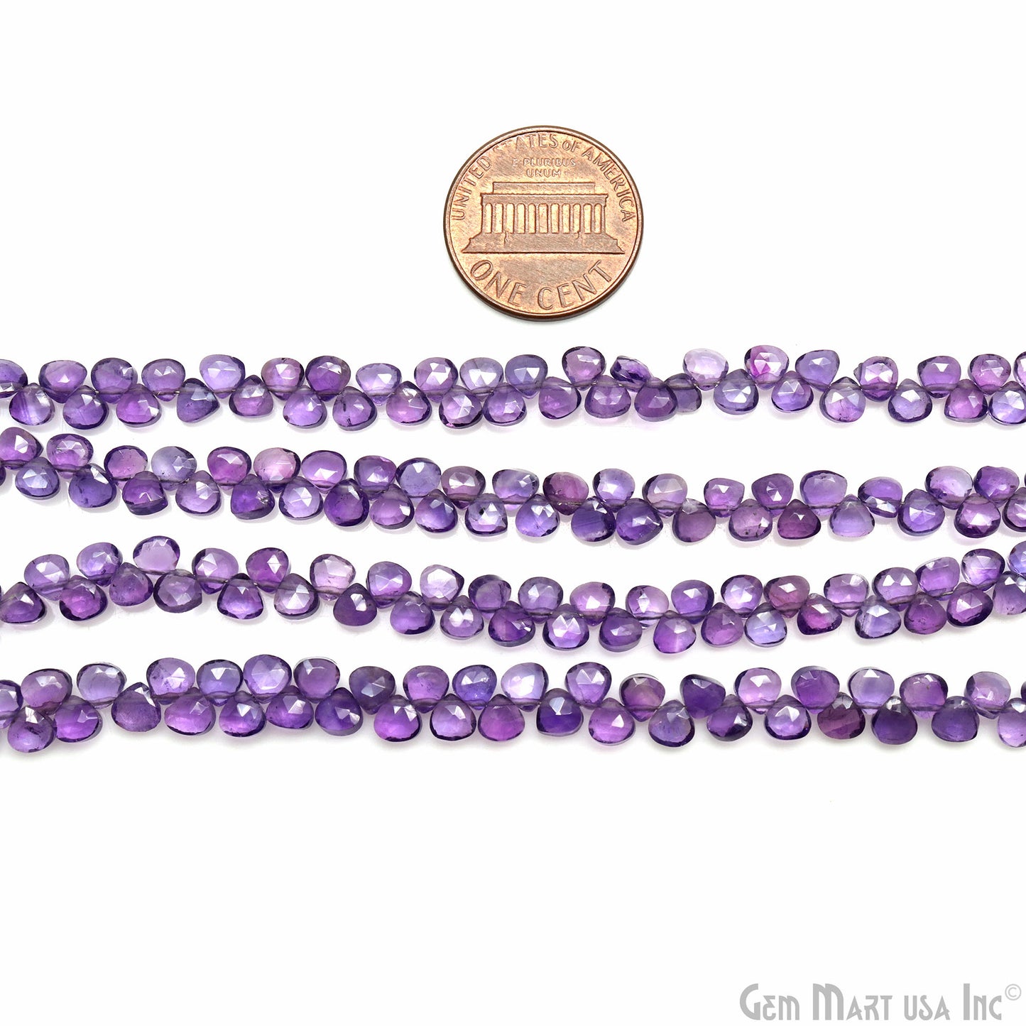 Amethyst Heart Beads, 8 Inch Gemstone Strands, Drilled Strung Briolette Beads, Heart Shape, 4mm