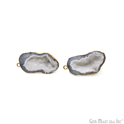 DIY Agate Slice Geode Druzy 33x22mm Gold Electroplated Loop Connector Studs Earrings