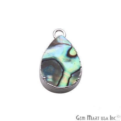 Abalone Shell 10x14mm Pear Shape Silver Edge Single Bail Connector - GemMartUSA