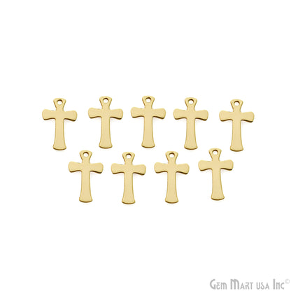 Cross Gold Laser Finding 10x15mm Gold Plated Charm For Bracelets & Pendants