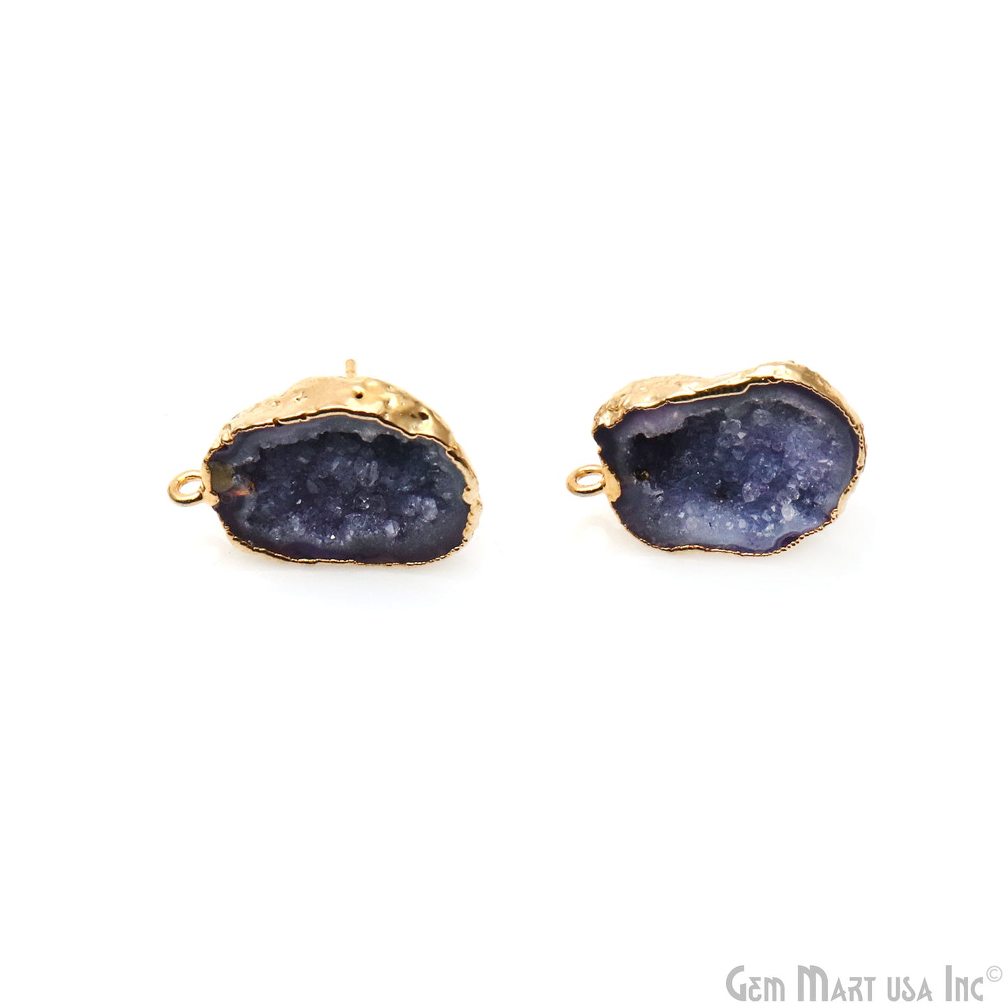 DIY Agate Slice Geode Druzy 23x16mm Gold Electroplated Loop Connector Studs Earrings