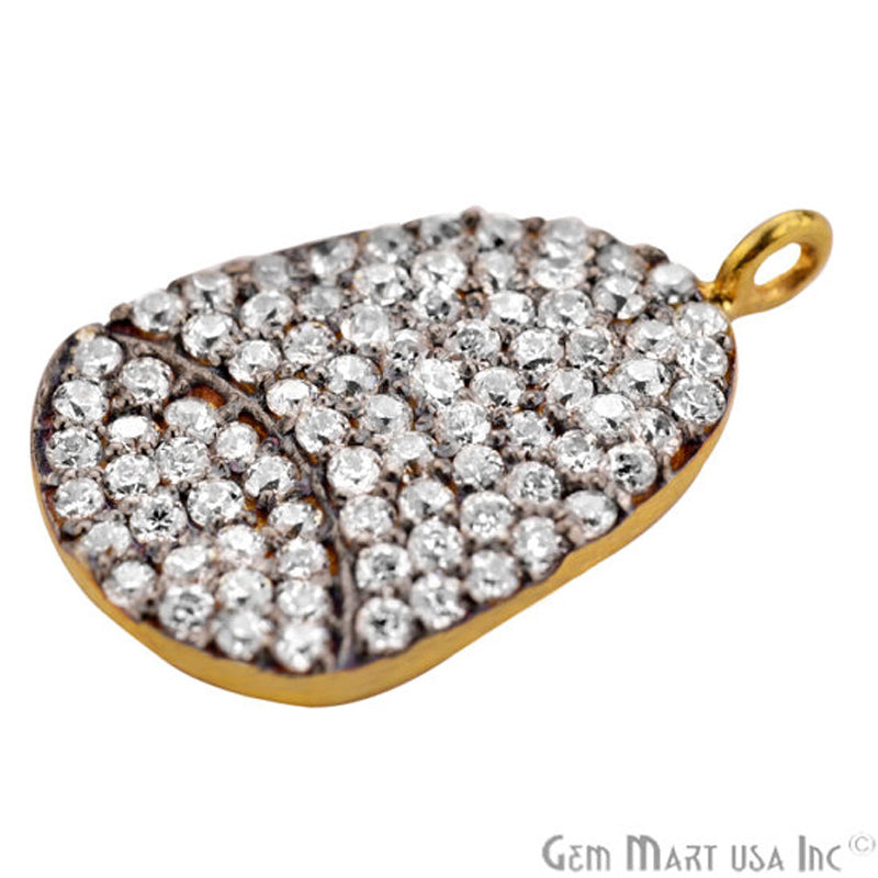 Cubic Zircon Pave 'Fancy Cap' Gold Vermeil Charm For Bracelet & Pendants - GemMartUSA