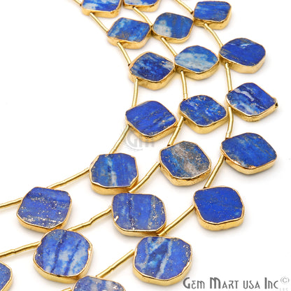 Lapis Free Form Gold Electroplated 18x15mm Crafting Beads Gemstone 9 Inch Strands - GemMartUSA