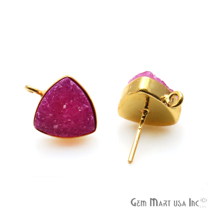 DIY Color Druzy Trillion 10mm Single Bail Connector Stud Earring (Pick Color) - GemMartUSA