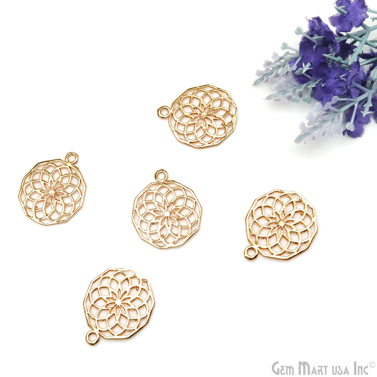 Gold Flower Findings, Filigree Flower Findings, Findings, Jewelry Findings,