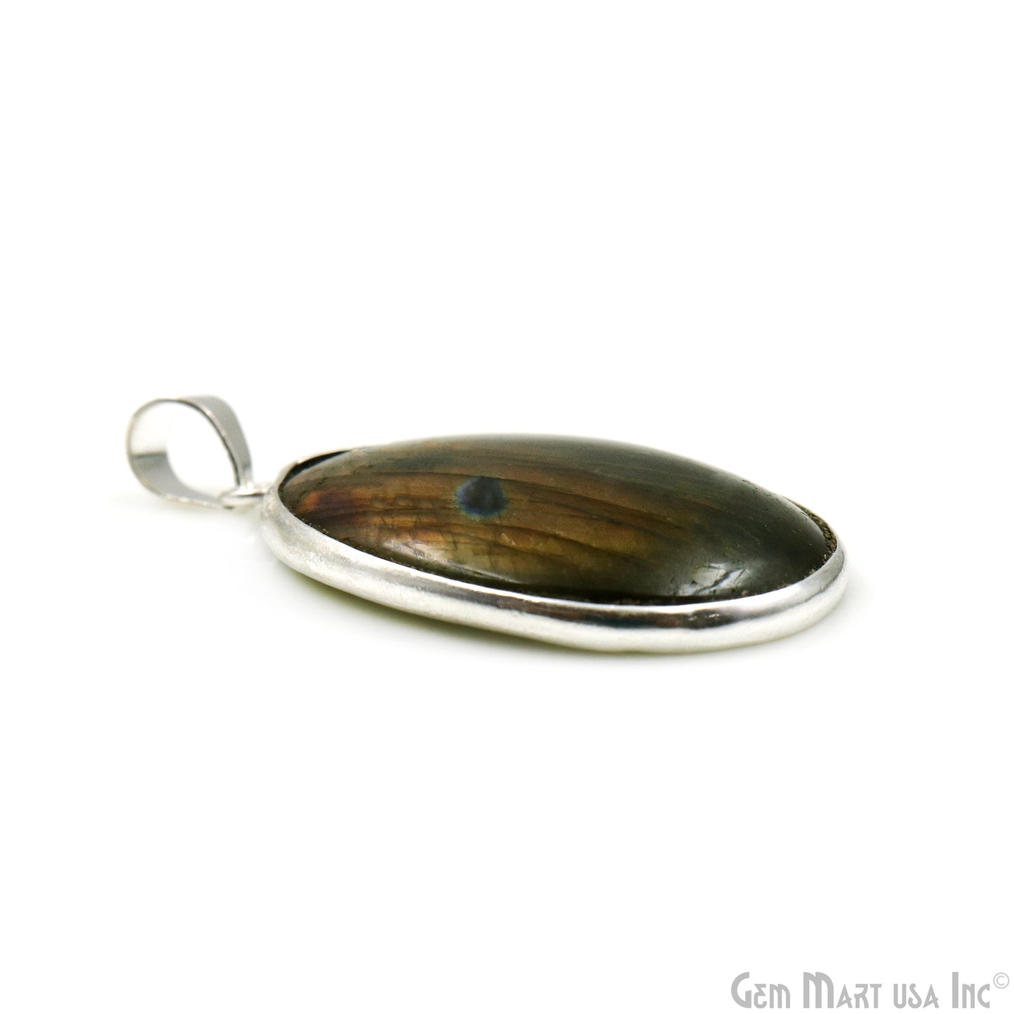 Labradorite Gemstone Oval 39x25mm Sterling Silver Necklace Pendant 1PC