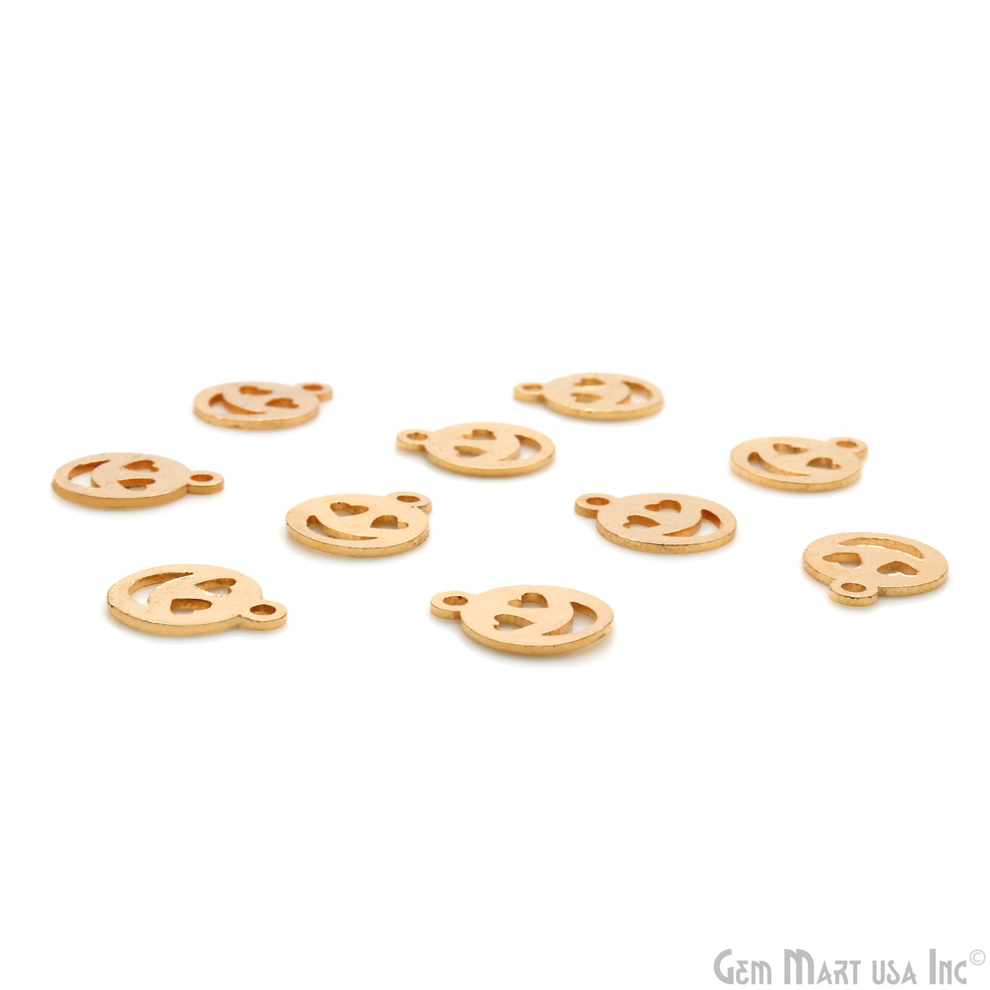 Emoji Shape Laser Finding Gold Plated 14.8x12mm Charm For Bracelets & Pendants