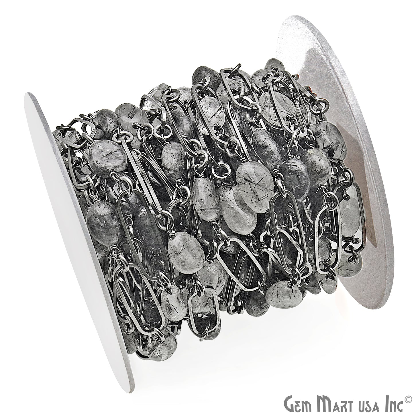 Rutilated With Oxidized Rectangle Finding Rosary Chain - GemMartUSA