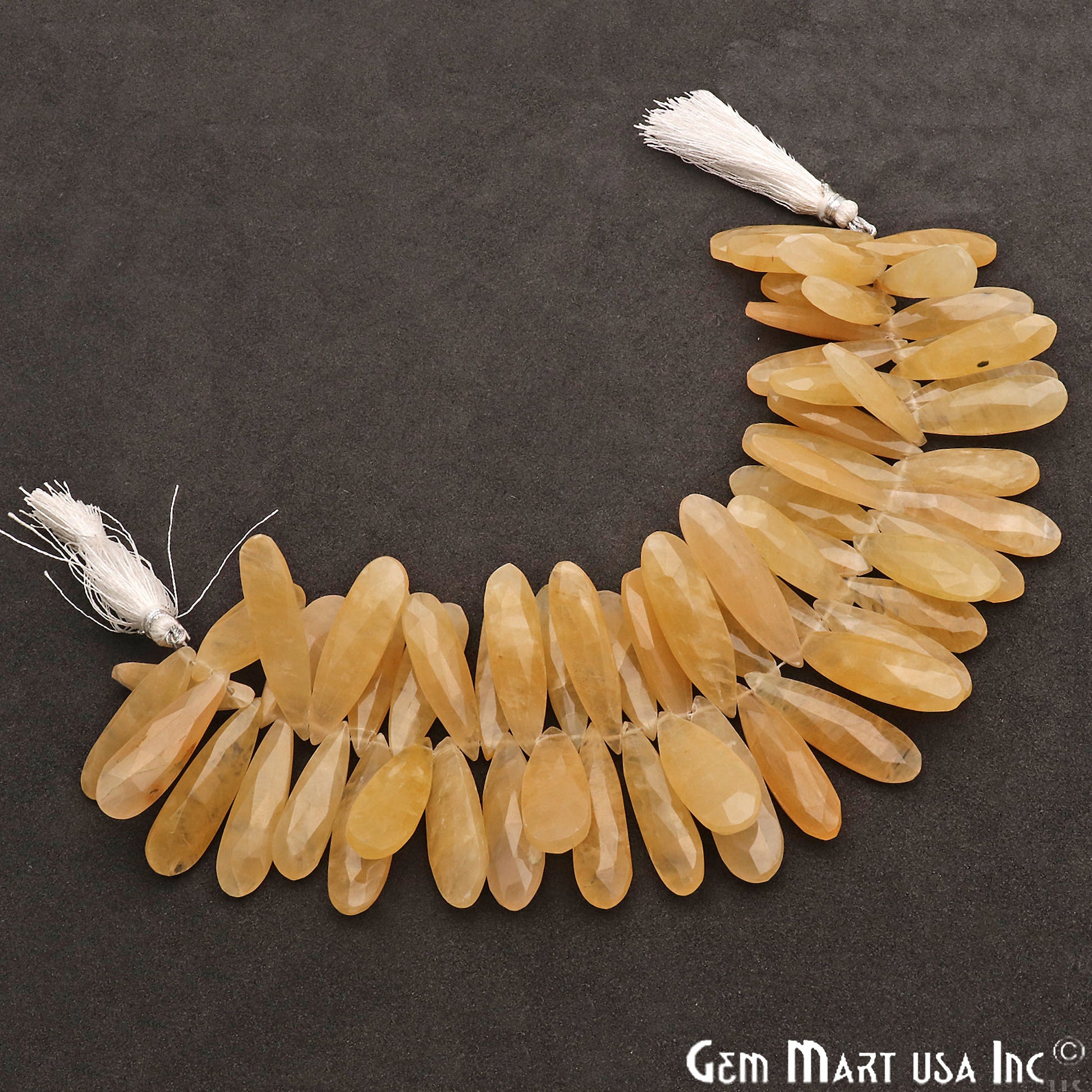 Yellow Aventurine Pears 28x10mm Crafting Beads Gemstone Briolette Strands 8 Inch - GemmartUSA