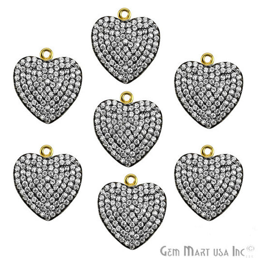 Heart' CZ Pave Gold Vermeil Charm for Bracelet & Pendants - GemmartUSA