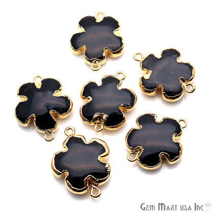 Flower Shape Gemstone Gold Edged Connector Charm (Pick Gemstone, Bail) - GemMartUSA