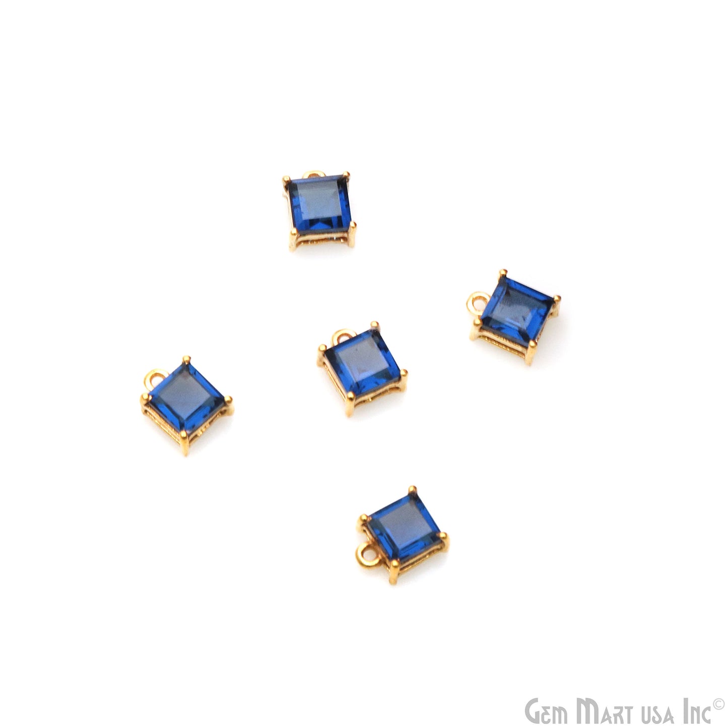 Gemstone 6mm Square Gold Plated Prong Setting Gemstone Connector