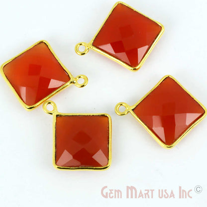 Square 12mm Single Bail Gold Bezel Gemstone Connector