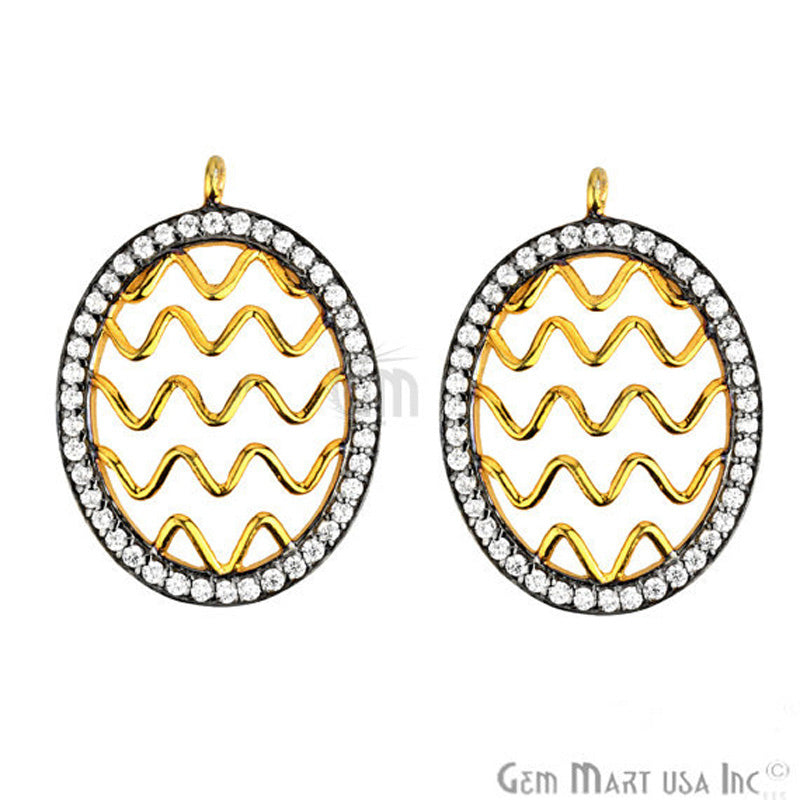 Cubic Zircon Pave Charm Gold Vermeil Charm For Bracelet & Pendants - GemmartUSA