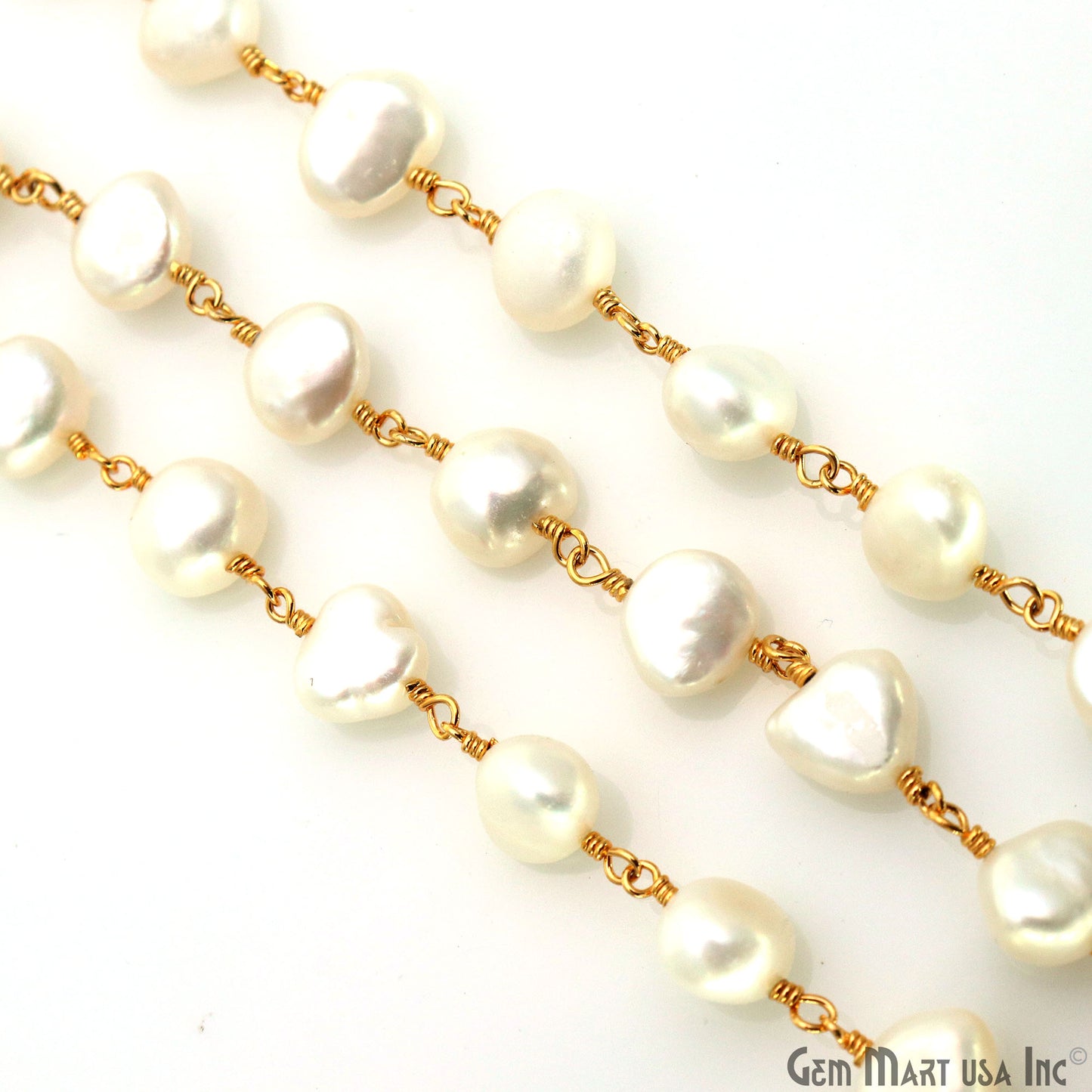 Pearl Gold Plated Wire Wrapped Beads Rosary Chain (763764768815)