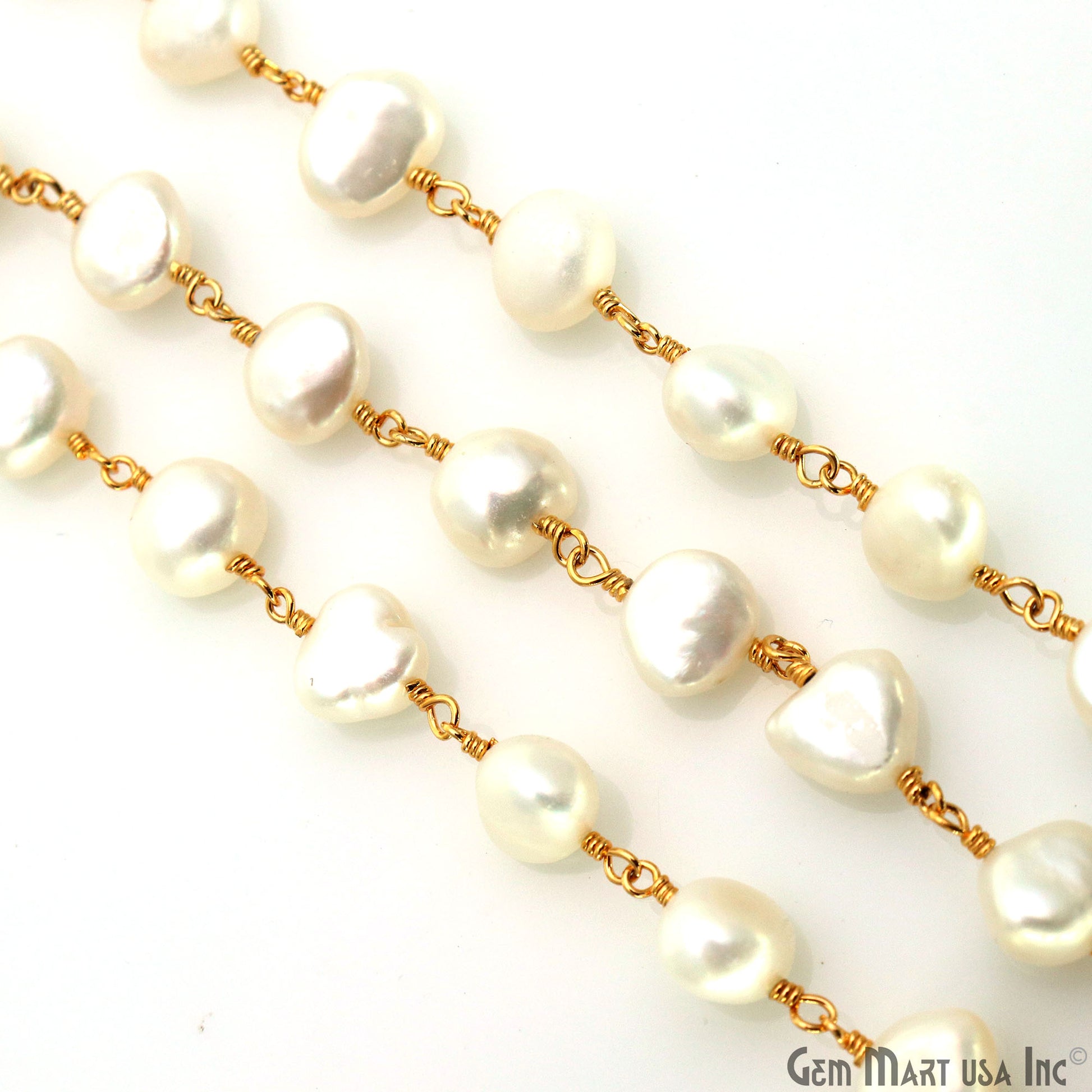 Pearl Gold Plated Wire Wrapped Beads Rosary Chain (763764768815)