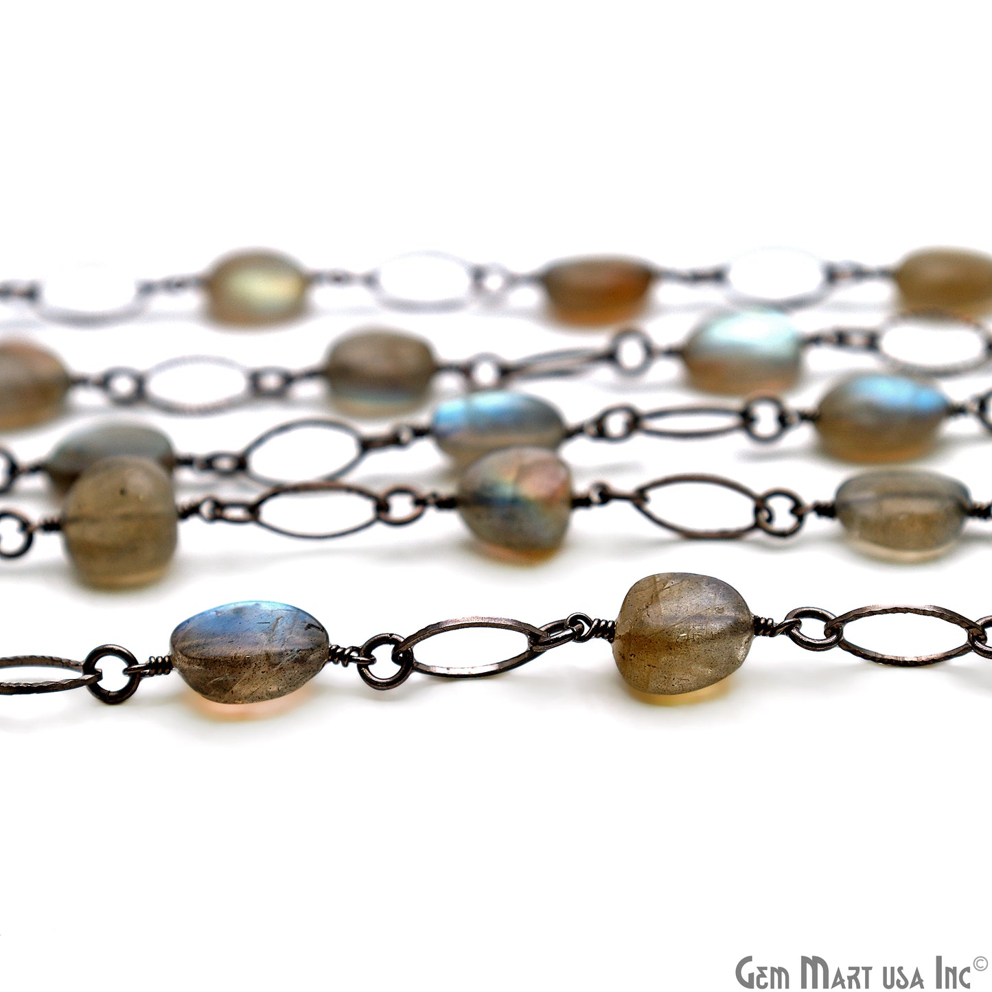 Labradorite With Oxidized Marquise Finding Rosary Chain