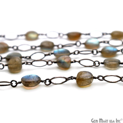 Labradorite With Oxidized Marquise Finding Rosary Chain