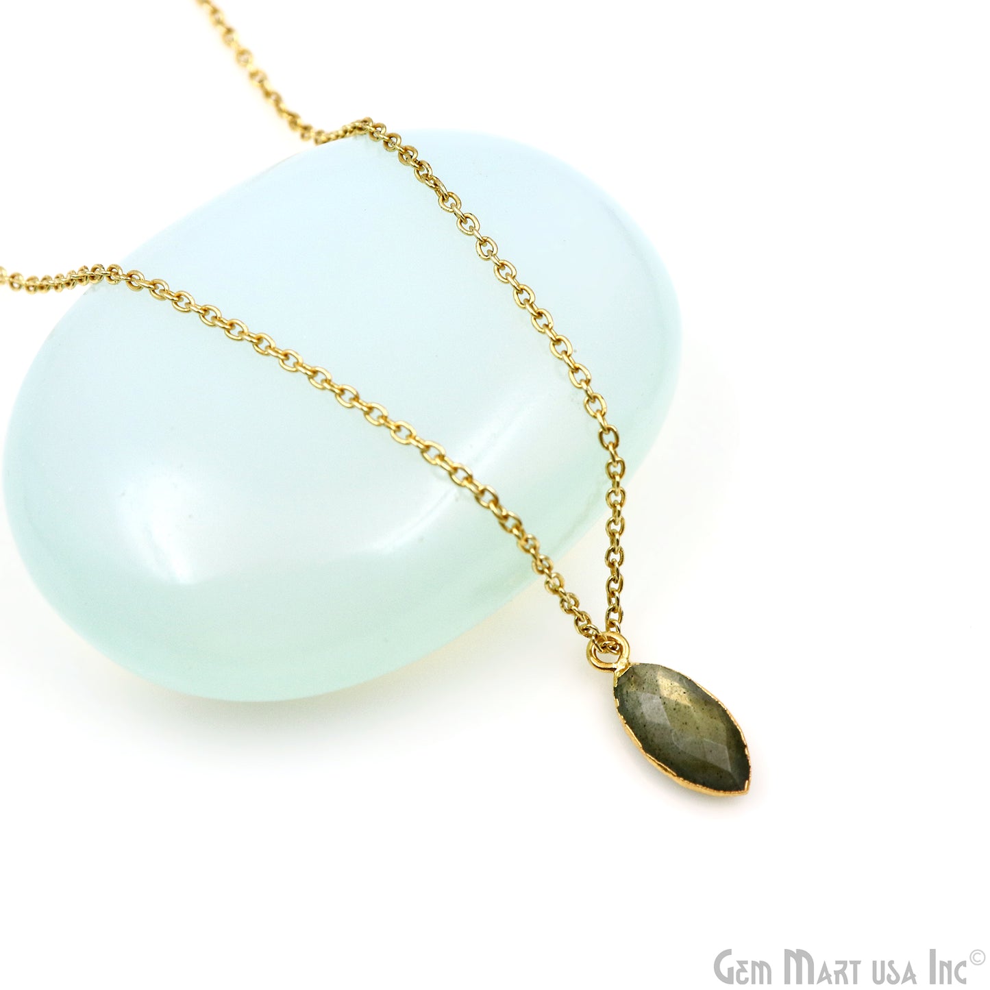 Labradorite 8x16mm Marquise Shape Gold Electroplated Gemstone Connector
