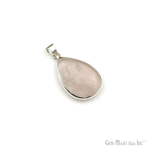 Rose Quartz Gemstone Pears 35x22mm Sterling Silver Necklace Pendant 1PC