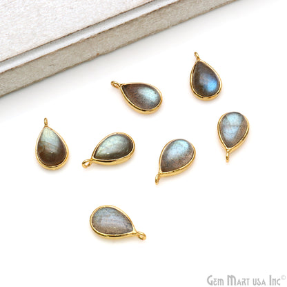 Labradorite Cabochon Pears 8x12mm Gold Plated Gemstone Connector