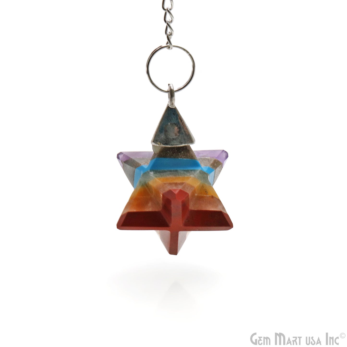 Merkaba Star 32x14mm Silver Plated Gemstone Necklace Pendant