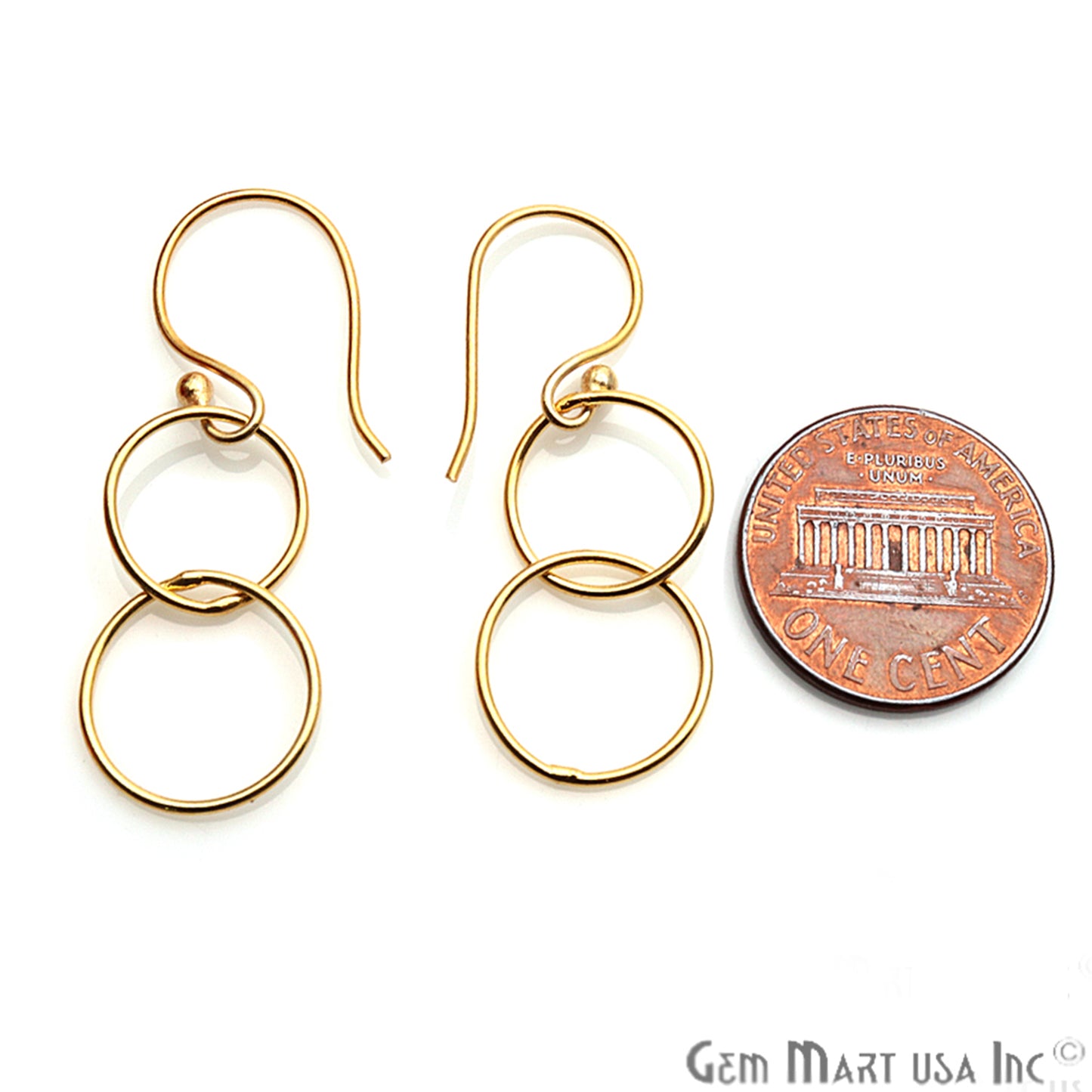DIY Gold Plated 37x14mm Round Loop Hoop Dangle Hook Earrings - GemMartUSA