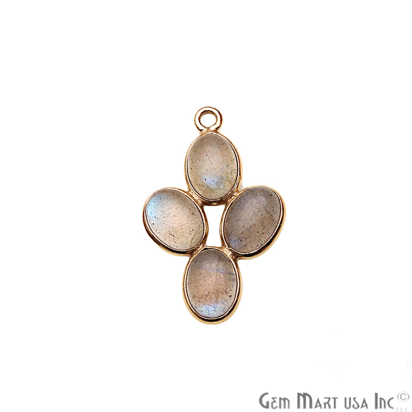 DIY, Labradorite Gold Plated 28X18mm Flower Chandelier Finding Component - GemMartUSA
