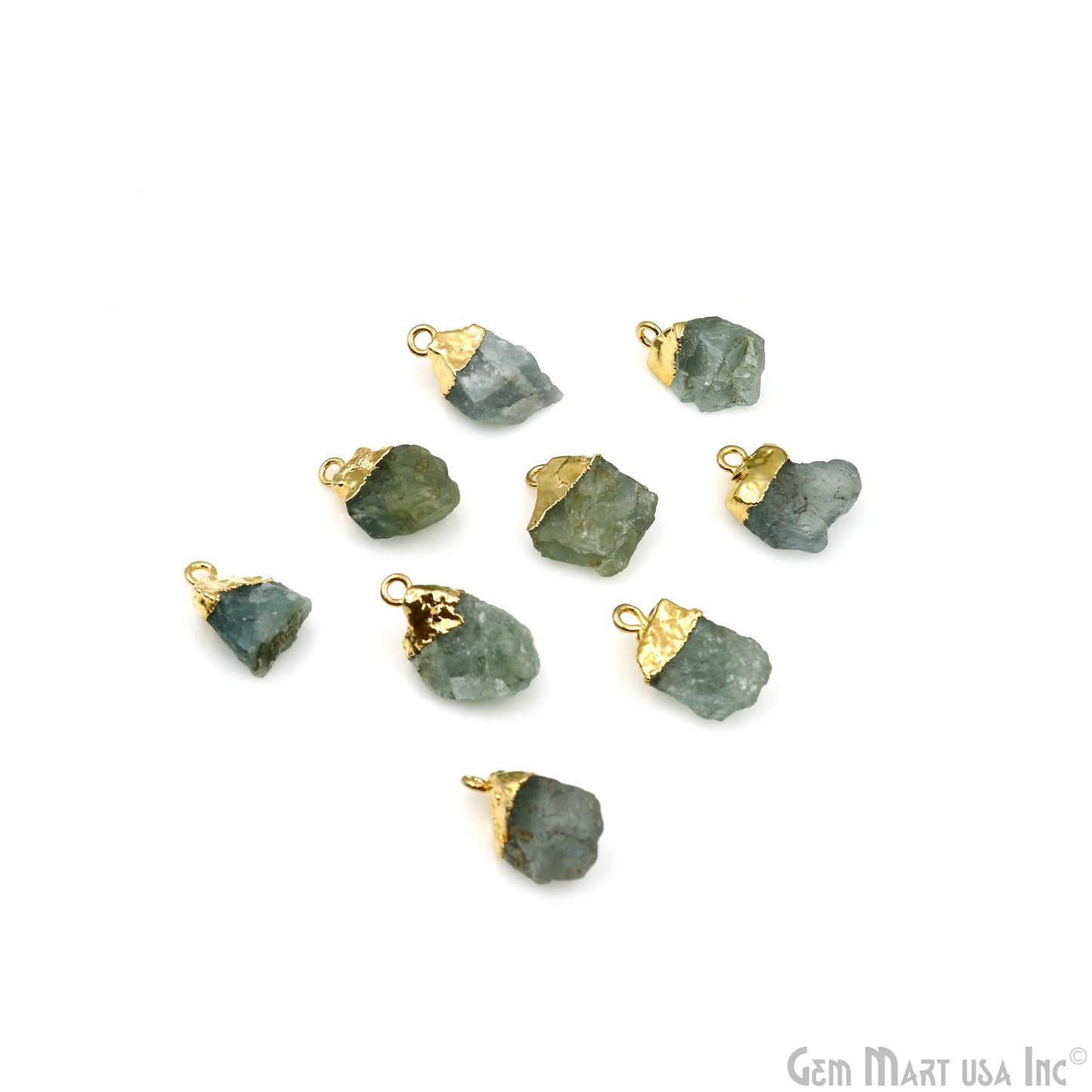 Rough Gemstone Necklace Pendant 20x12mm Single Bail Raw Free From Gold Electroplated Gemstone