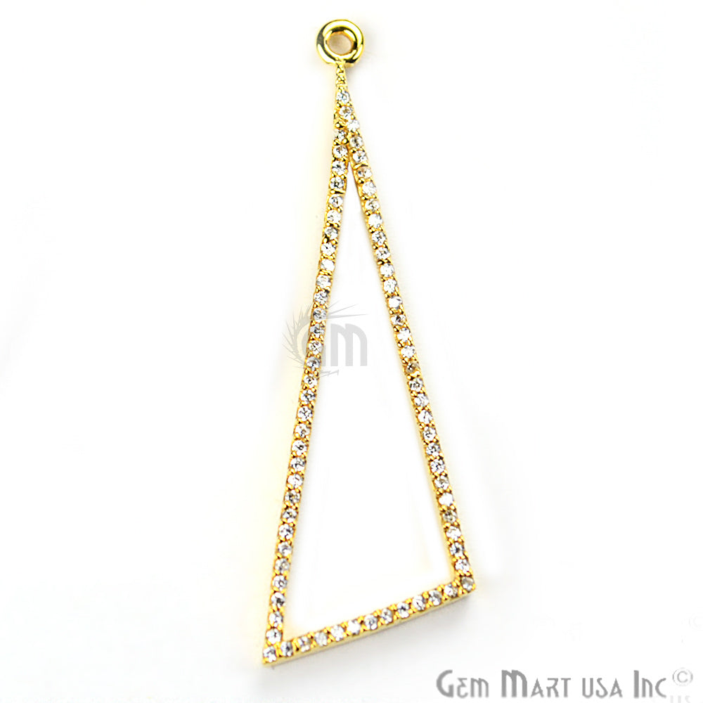 Cubic Zircon Pave 'Scalene Triangle' Gold Vermeil Charm For Bracelet & Pendants - GemMartUSA