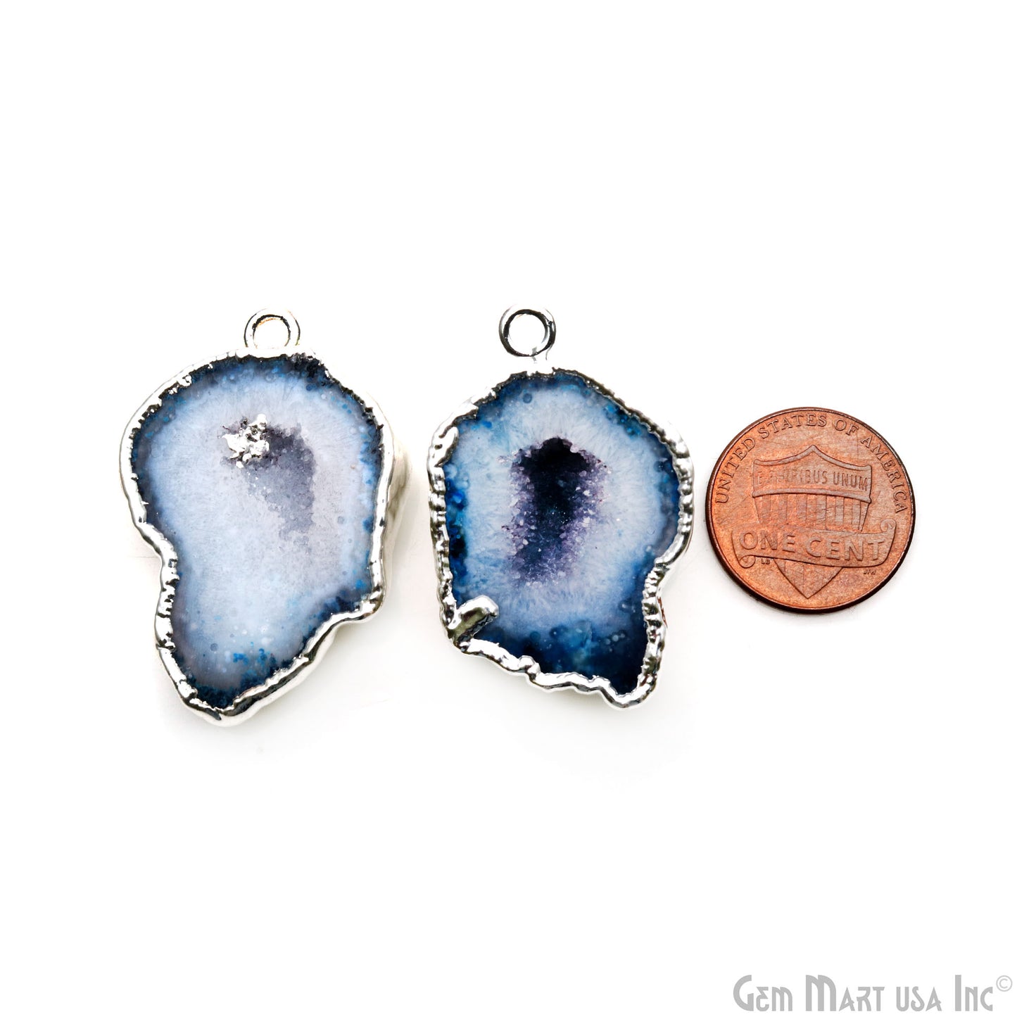 Geode Druzy 37x26mm Organic Silver Electroplated Single Bail Gemstone Earring Connector 1 Pair