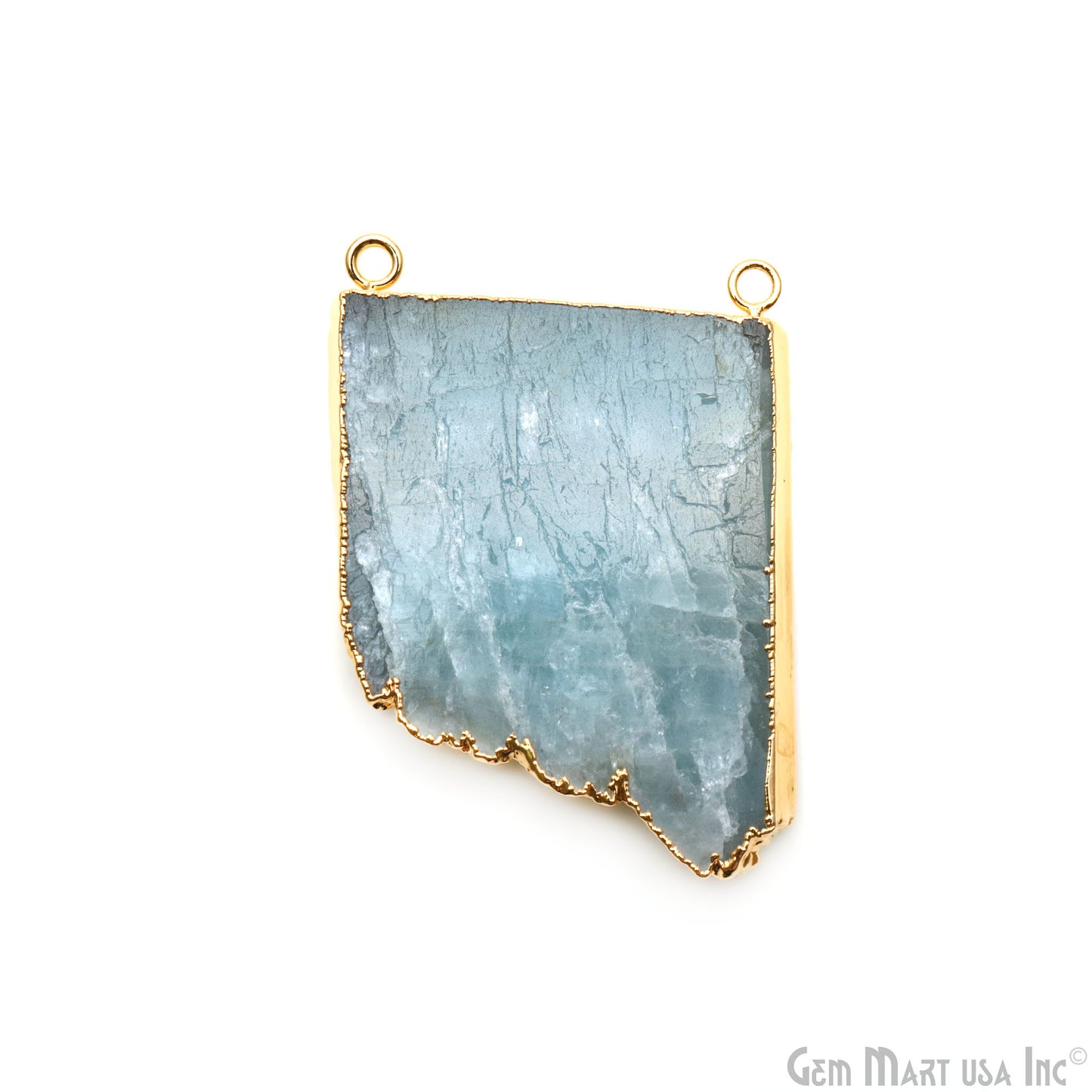 Aquamarine Free Form shape 54x40mm Gold Electroplated Gemstone Cat Bail Connector