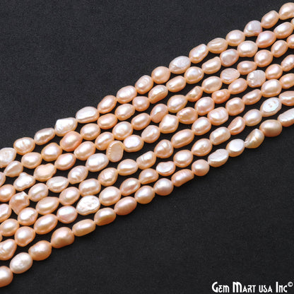 Pink Pearl Rough Beads, 16 Inch Gemstone Strands, Drilled Strung Briolette Beads, Free Form, 7x5mm