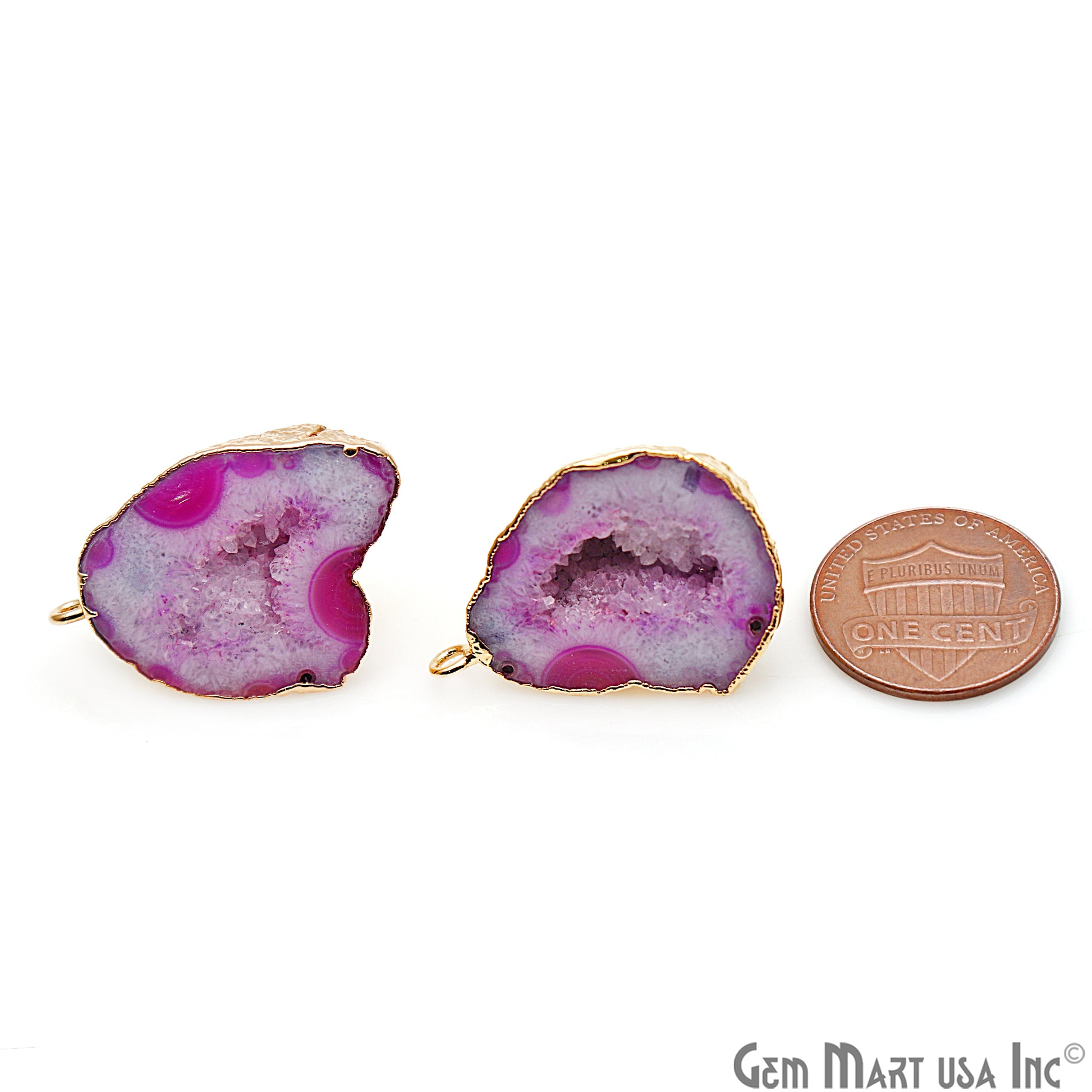 DIY Agate Slice Geode Druzy 22x30mm Gold Electroplated Loop Connector Studs Earrings - GemMartUSA