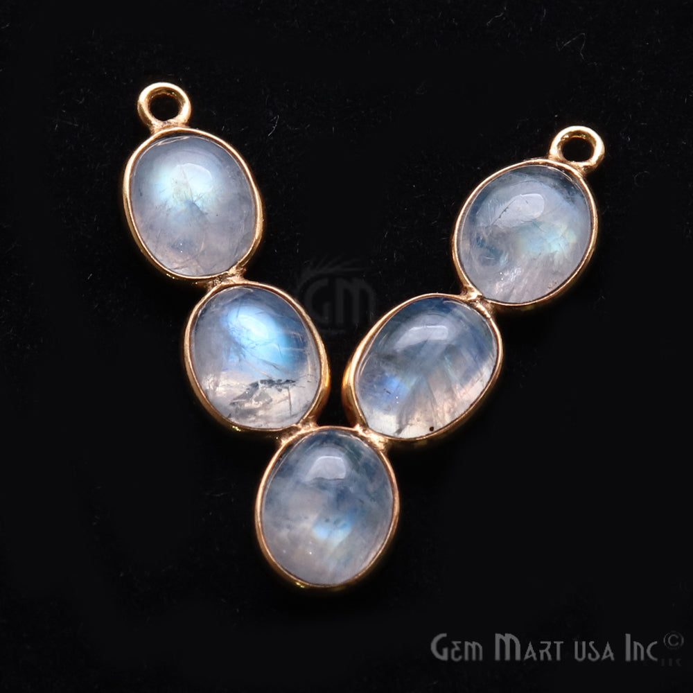 DIY Rainbow Moonstone 30x25mm Gold Plated Chandelier Finding Component - GemMartUSA