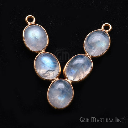 DIY Rainbow Moonstone 30x25mm Gold Plated Chandelier Finding Component - GemMartUSA