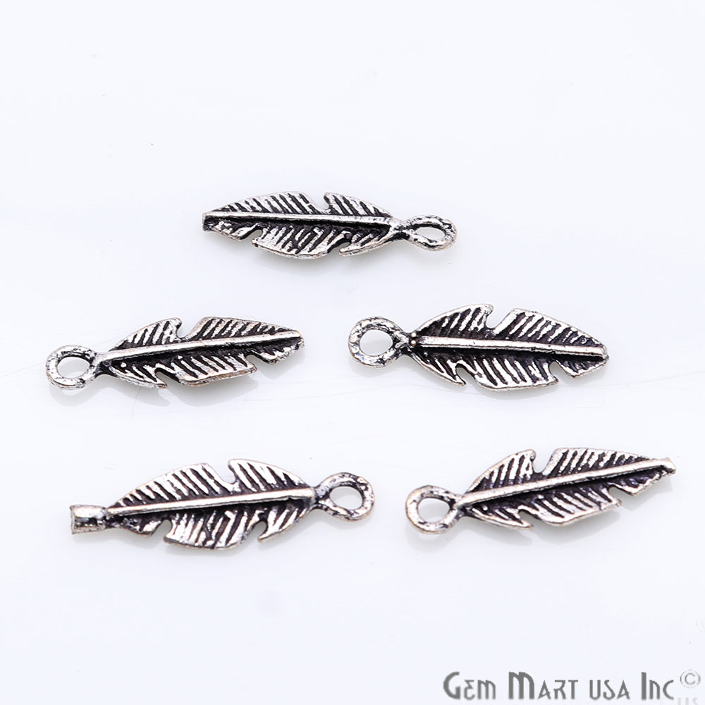 5pc Lot Leaf Shape Oxidized 18x6mm Charm For Bracelets & Pendants - GemmartUSA